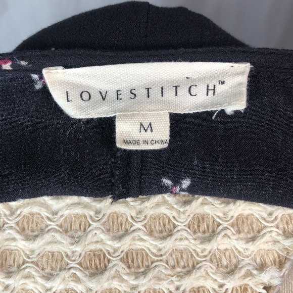 LOVESTITCH • Black Floral Deep-V neckline Tie Front Dress size med. - Picture 7 of 9